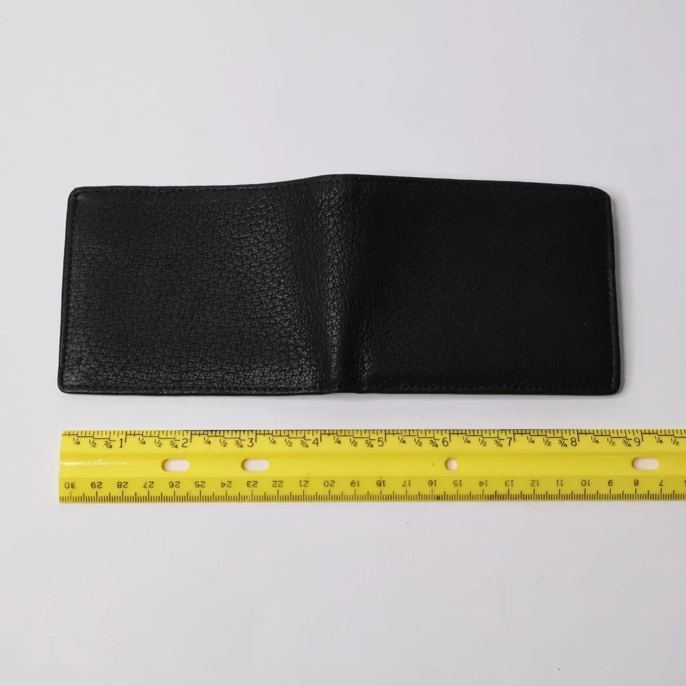 John Weitz Mens Black Pebbled Genuine Leather Bifold Wallet ID‎ Window VTG NOS
